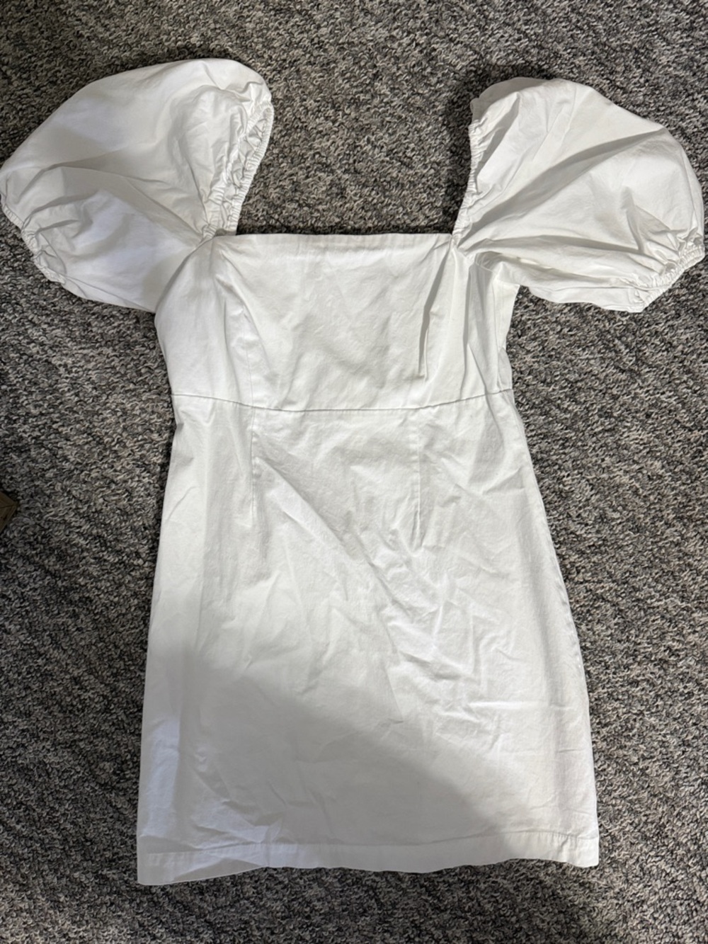 Square Neck White Mini Dress with Statement Puff Sleeves